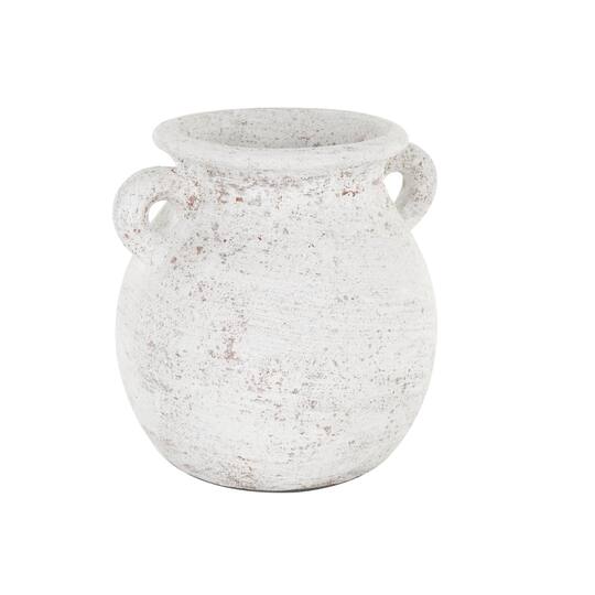 10" Cream Ceramic Textured Vase with Handles